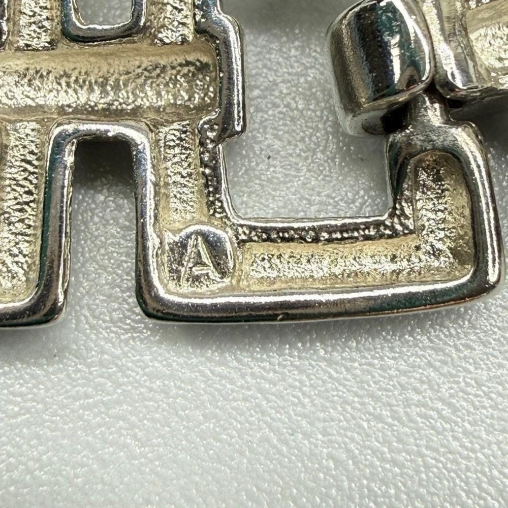 Vintage Chunky Silver Tone Choker Necklace Square Link 16" Heavy Bold Statement - Picture 10 of 11